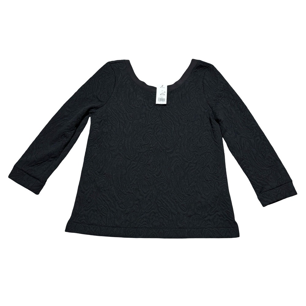 Banana Republic Women's Round Neck Floral Textured Long Sleeve Top Sz M 18 x 24
